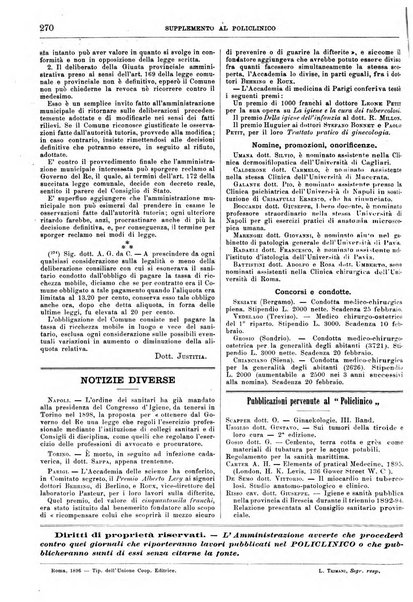 Supplemento al policlinico periodico di medicina, chirurgia ed igiene