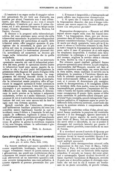 Supplemento al policlinico periodico di medicina, chirurgia ed igiene