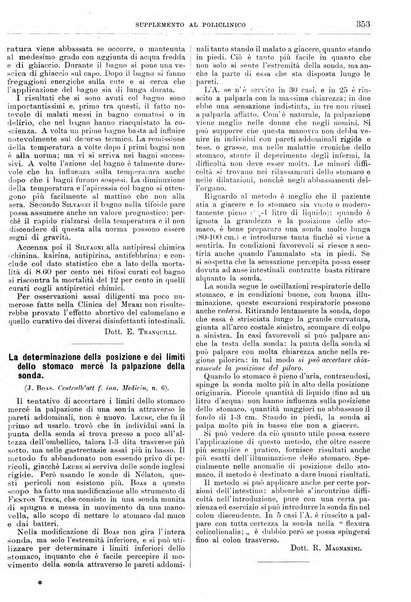 Supplemento al policlinico periodico di medicina, chirurgia ed igiene