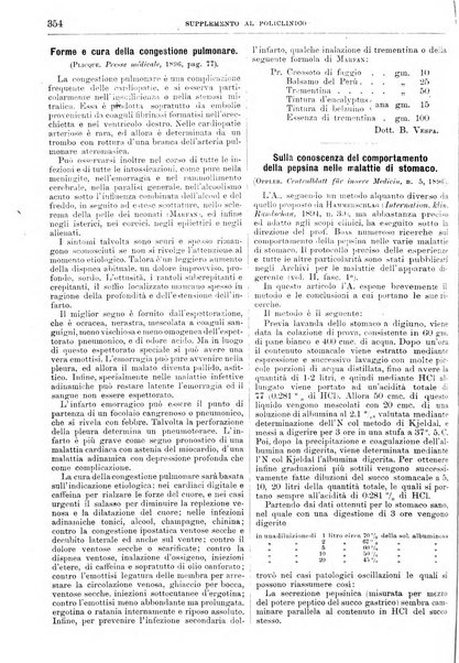 Supplemento al policlinico periodico di medicina, chirurgia ed igiene