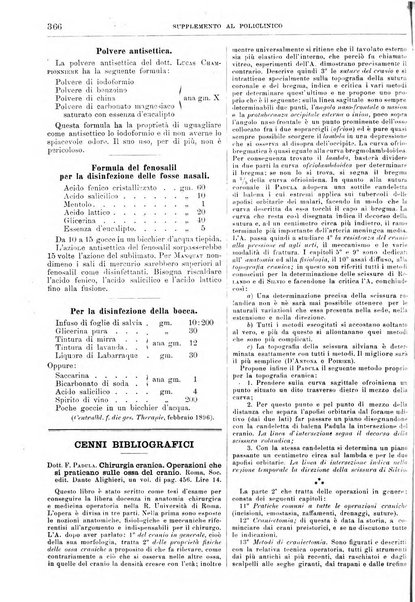 Supplemento al policlinico periodico di medicina, chirurgia ed igiene