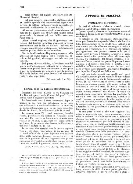 Supplemento al policlinico periodico di medicina, chirurgia ed igiene