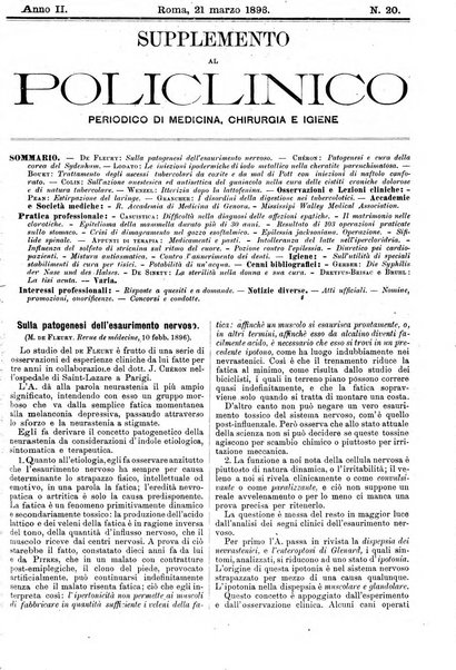 Supplemento al policlinico periodico di medicina, chirurgia ed igiene