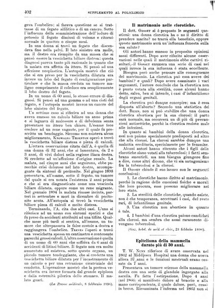 Supplemento al policlinico periodico di medicina, chirurgia ed igiene