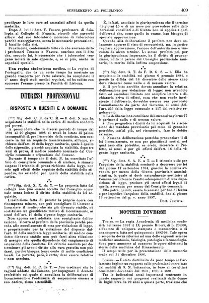 Supplemento al policlinico periodico di medicina, chirurgia ed igiene