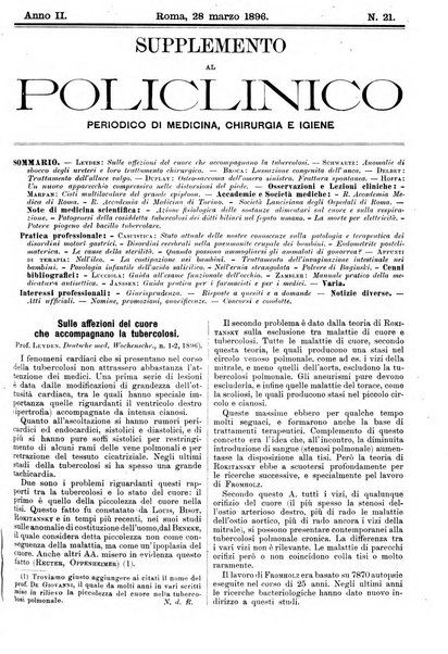 Supplemento al policlinico periodico di medicina, chirurgia ed igiene