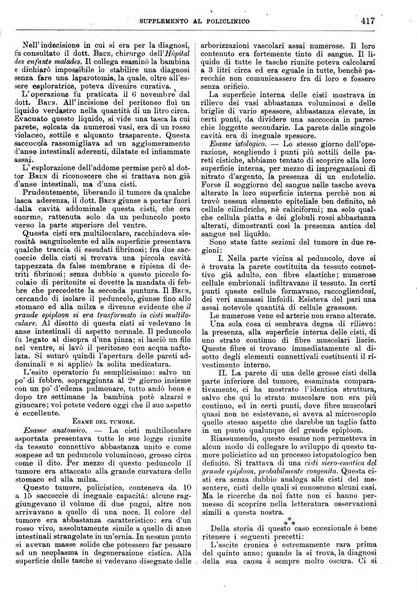 Supplemento al policlinico periodico di medicina, chirurgia ed igiene