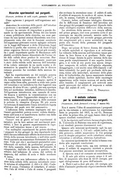 Supplemento al policlinico periodico di medicina, chirurgia ed igiene