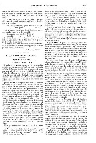 Supplemento al policlinico periodico di medicina, chirurgia ed igiene