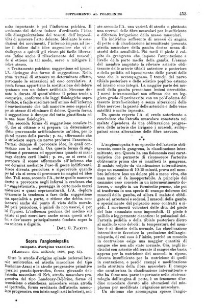 Supplemento al policlinico periodico di medicina, chirurgia ed igiene