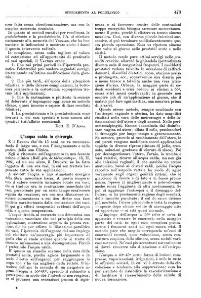 Supplemento al policlinico periodico di medicina, chirurgia ed igiene