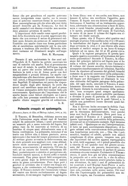 Supplemento al policlinico periodico di medicina, chirurgia ed igiene