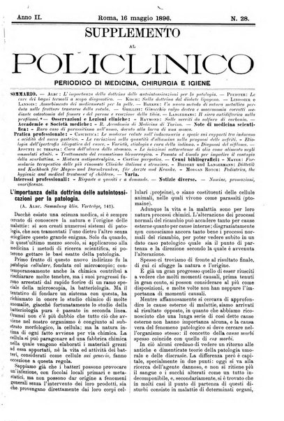 Supplemento al policlinico periodico di medicina, chirurgia ed igiene