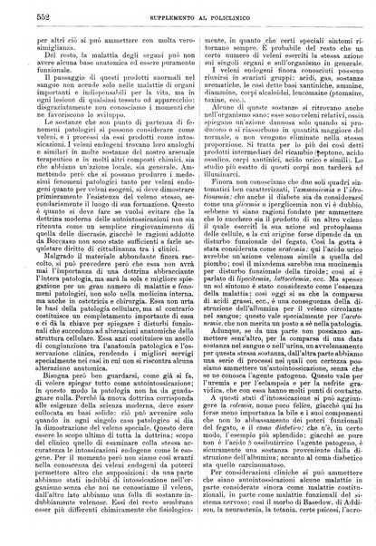 Supplemento al policlinico periodico di medicina, chirurgia ed igiene