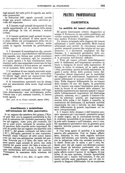 Supplemento al policlinico periodico di medicina, chirurgia ed igiene