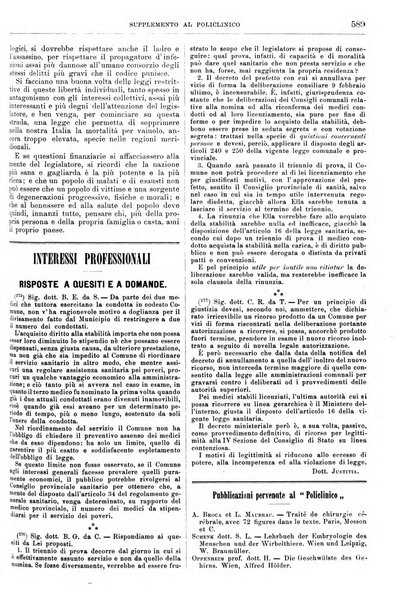 Supplemento al policlinico periodico di medicina, chirurgia ed igiene