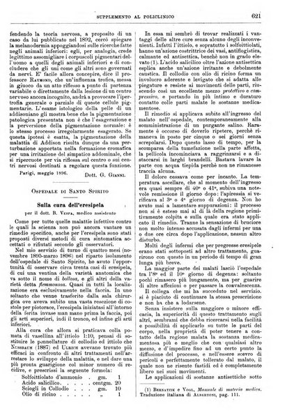 Supplemento al policlinico periodico di medicina, chirurgia ed igiene