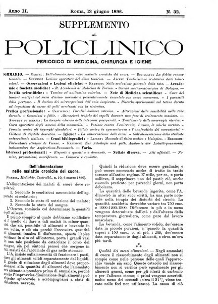 Supplemento al policlinico periodico di medicina, chirurgia ed igiene