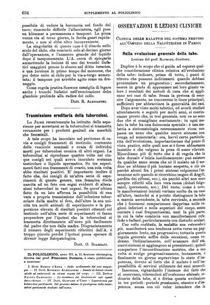 Supplemento al policlinico periodico di medicina, chirurgia ed igiene