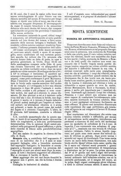 Supplemento al policlinico periodico di medicina, chirurgia ed igiene