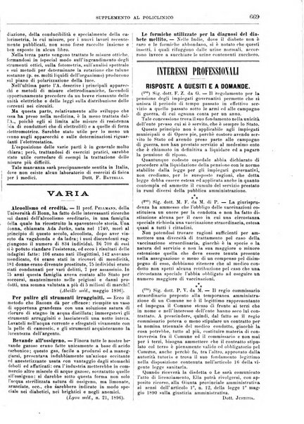 Supplemento al policlinico periodico di medicina, chirurgia ed igiene