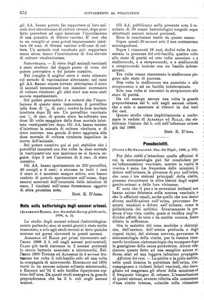 Supplemento al policlinico periodico di medicina, chirurgia ed igiene