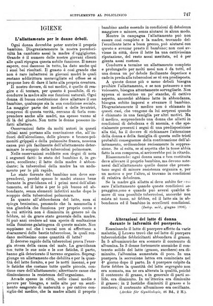 Supplemento al policlinico periodico di medicina, chirurgia ed igiene