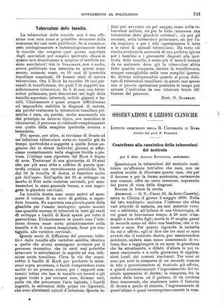 Supplemento al policlinico periodico di medicina, chirurgia ed igiene