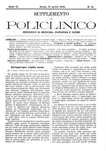 Supplemento al policlinico periodico di medicina, chirurgia ed igiene