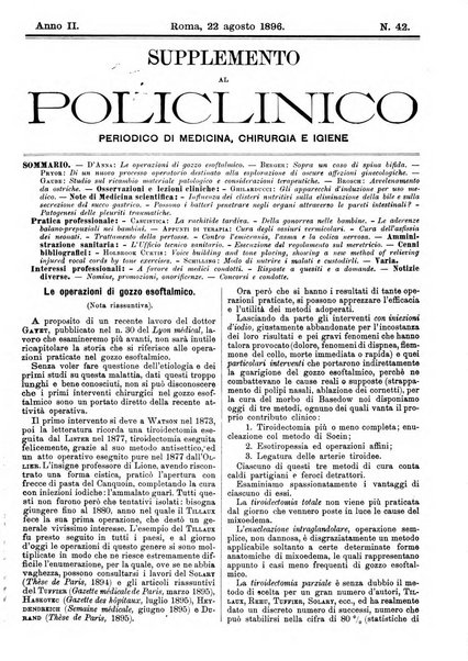 Supplemento al policlinico periodico di medicina, chirurgia ed igiene