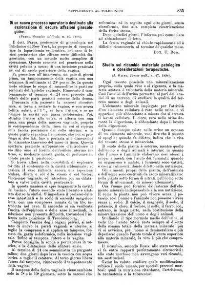 Supplemento al policlinico periodico di medicina, chirurgia ed igiene