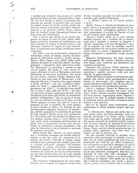 Supplemento al policlinico periodico di medicina, chirurgia ed igiene