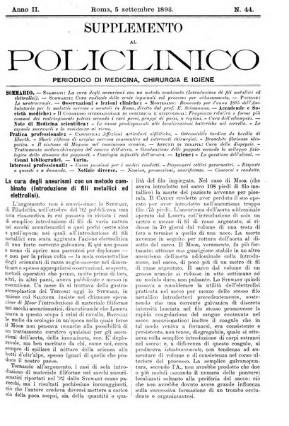 Supplemento al policlinico periodico di medicina, chirurgia ed igiene