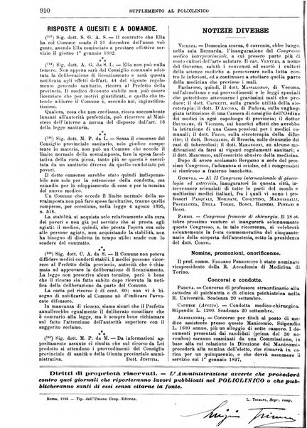 Supplemento al policlinico periodico di medicina, chirurgia ed igiene