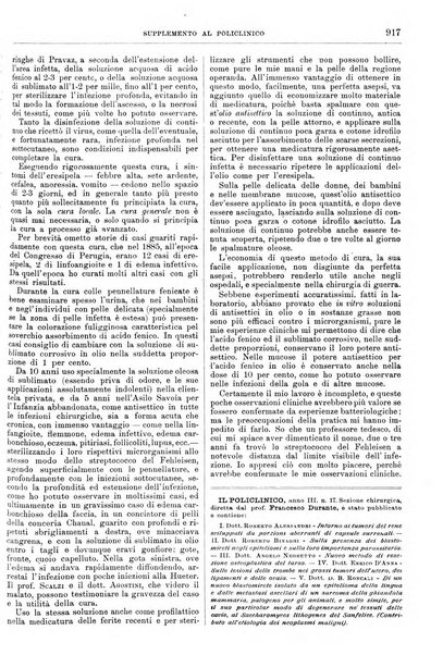 Supplemento al policlinico periodico di medicina, chirurgia ed igiene