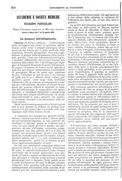 Supplemento al policlinico periodico di medicina, chirurgia ed igiene