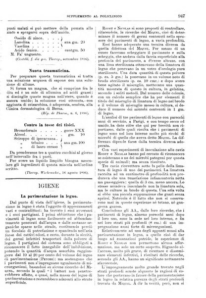 Supplemento al policlinico periodico di medicina, chirurgia ed igiene