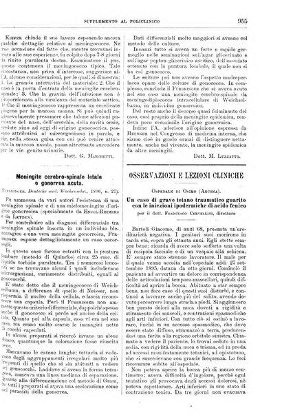 Supplemento al policlinico periodico di medicina, chirurgia ed igiene