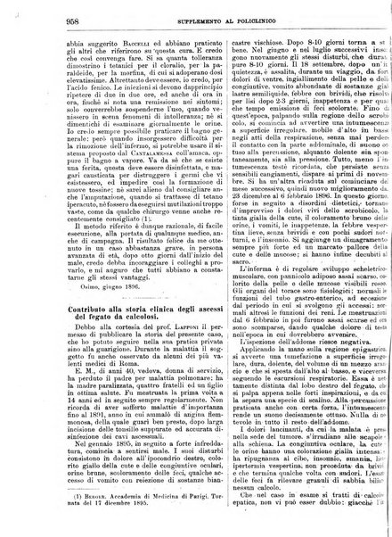 Supplemento al policlinico periodico di medicina, chirurgia ed igiene