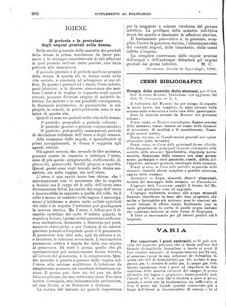 Supplemento al policlinico periodico di medicina, chirurgia ed igiene