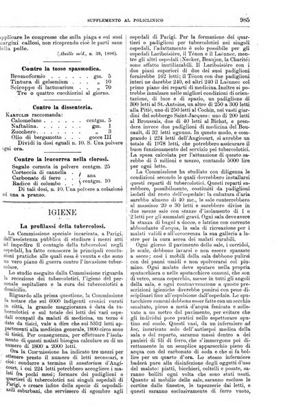 Supplemento al policlinico periodico di medicina, chirurgia ed igiene