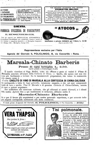 Supplemento al policlinico periodico di medicina, chirurgia ed igiene