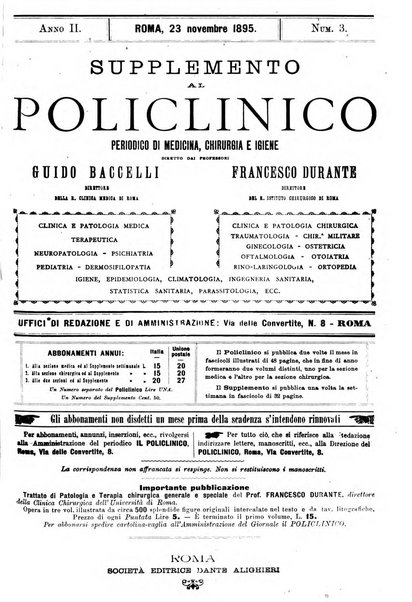 Supplemento al policlinico periodico di medicina, chirurgia ed igiene