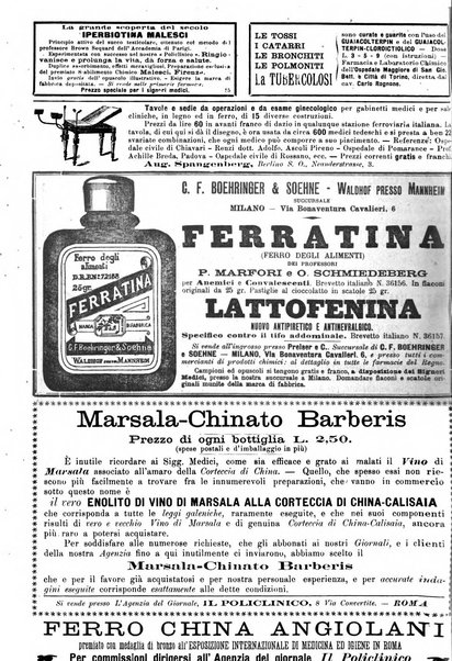 Supplemento al policlinico periodico di medicina, chirurgia ed igiene