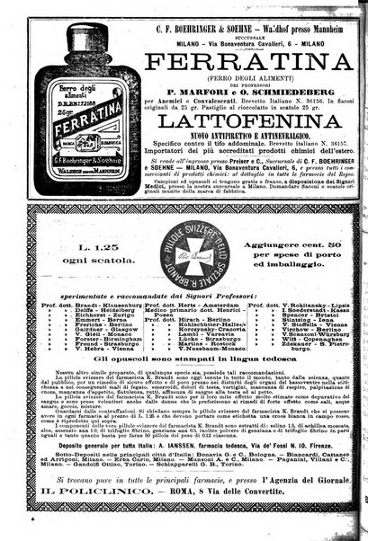 Supplemento al policlinico periodico di medicina, chirurgia ed igiene