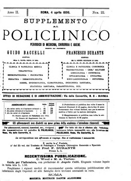 Supplemento al policlinico periodico di medicina, chirurgia ed igiene