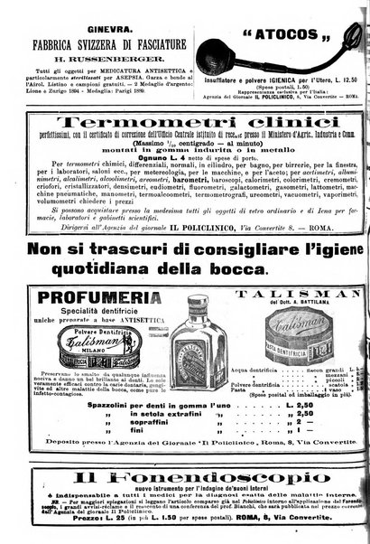 Supplemento al policlinico periodico di medicina, chirurgia ed igiene