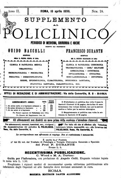 Supplemento al policlinico periodico di medicina, chirurgia ed igiene