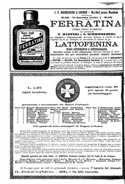 Supplemento al policlinico periodico di medicina, chirurgia ed igiene