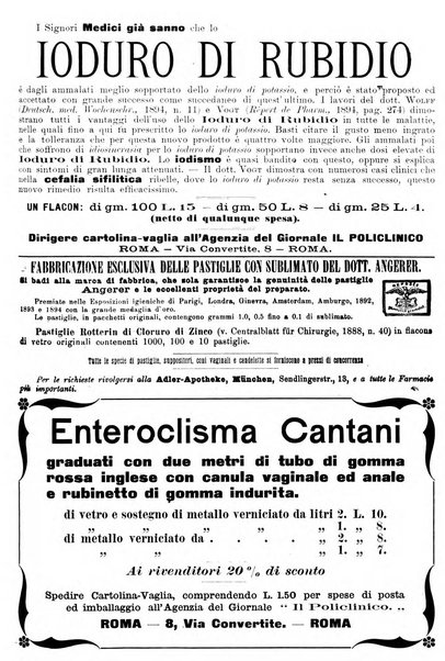 Supplemento al policlinico periodico di medicina, chirurgia ed igiene